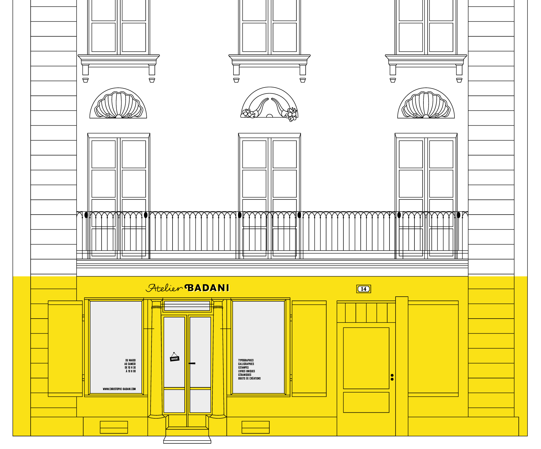 Dessin Facade Atelier immeuble vect