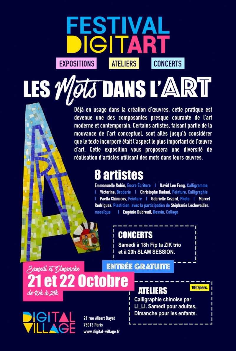 Les mots dans l'art - Exposition Digital Village - Festival Digitart Paris