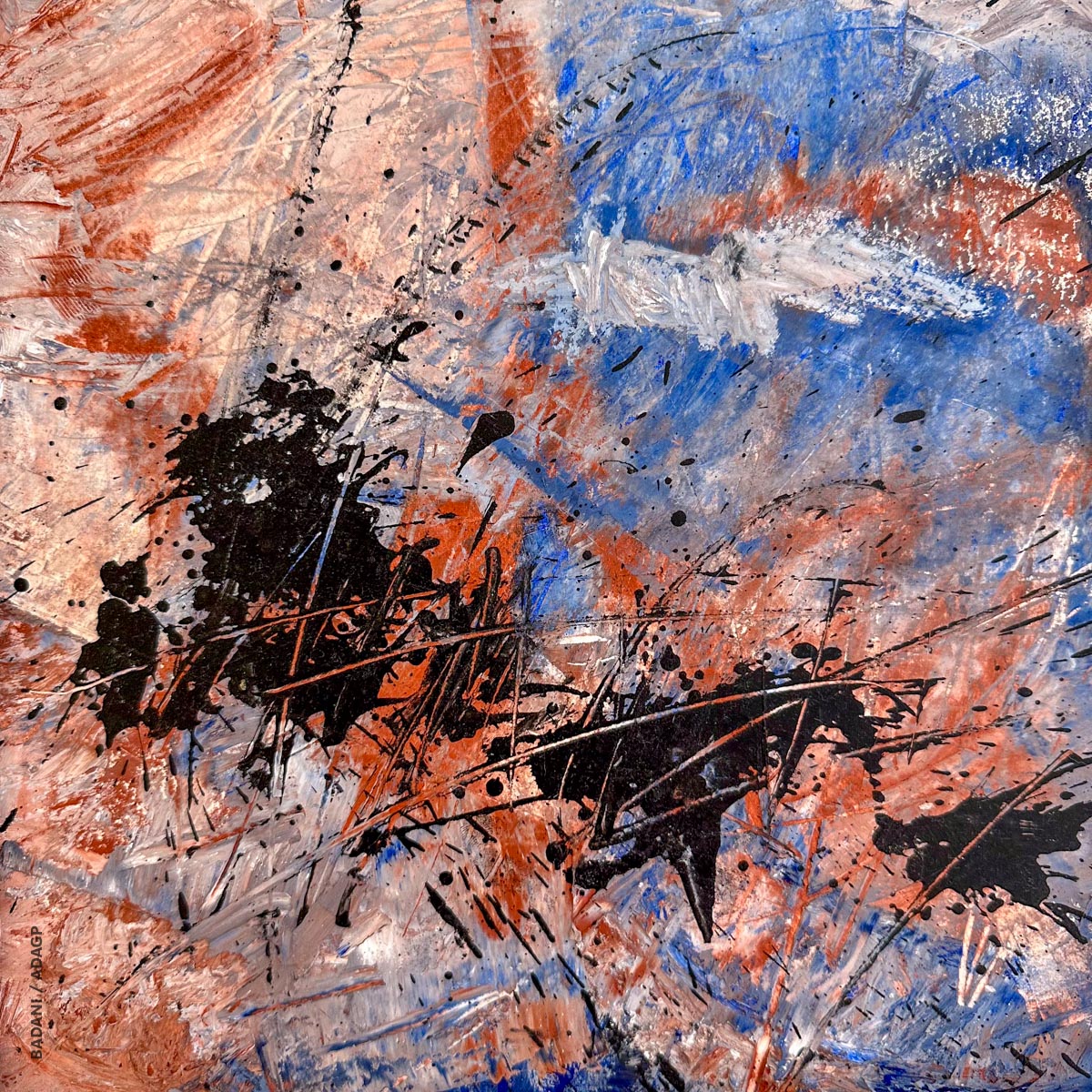 « POLÉTIQUE » - Pastel à l’huile et encre - 30x30 cm